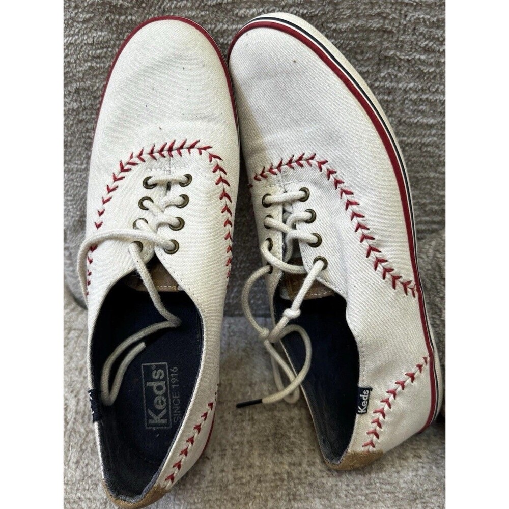 GUC Keds Champion Pennant Leather Sneakers Baseball White Women Sz 8.5 WH54430 *